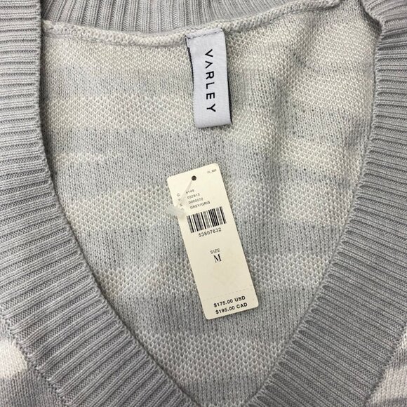 VARLEY Calvert Grey Zebra Print Women’s Sweater Merino Wool Size M NWT - Picture 4 of 8